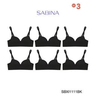 Sabina เสื้อชั้นใน (Set 6 ชิ้น)  Invisible Wire (ไม่มีโครง) รุ่น Modern V รหัส SBXI1111BK สีดำ