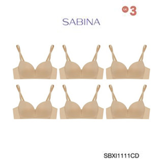 Sabina เสื้อชั้นใน (Set 6 ชิ้น) Invisible Wire (ไม่มีโครง) รุ่น Modern V รหัส SBXI1111CD สีเนื้อเข้ม