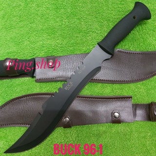 มีด มีดพก มีดเดินป่า มีดยาว มีดสปาต้า BUCK KNIVES รุ่น 96-1 ใบดำด้ามยาง