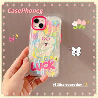 🍑CasePhoneg🍑ป้องกันการหล่น ขอบเต็ม iPhone 11 14 pro max ริ้วรอย เคสใส หวานสวย การ์ตูน ลูกสุนัข case for iPhone 12 13