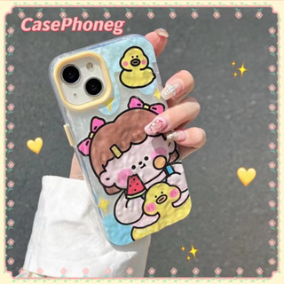 🍑CasePhoneg🍑ป้องกันการหล่น ขอบเต็ม iPhone 11 14 pro max ริ้วรอย เคสใส หวานสวย การ์ตูน สาว น่ารัก case for iPhone 12 13