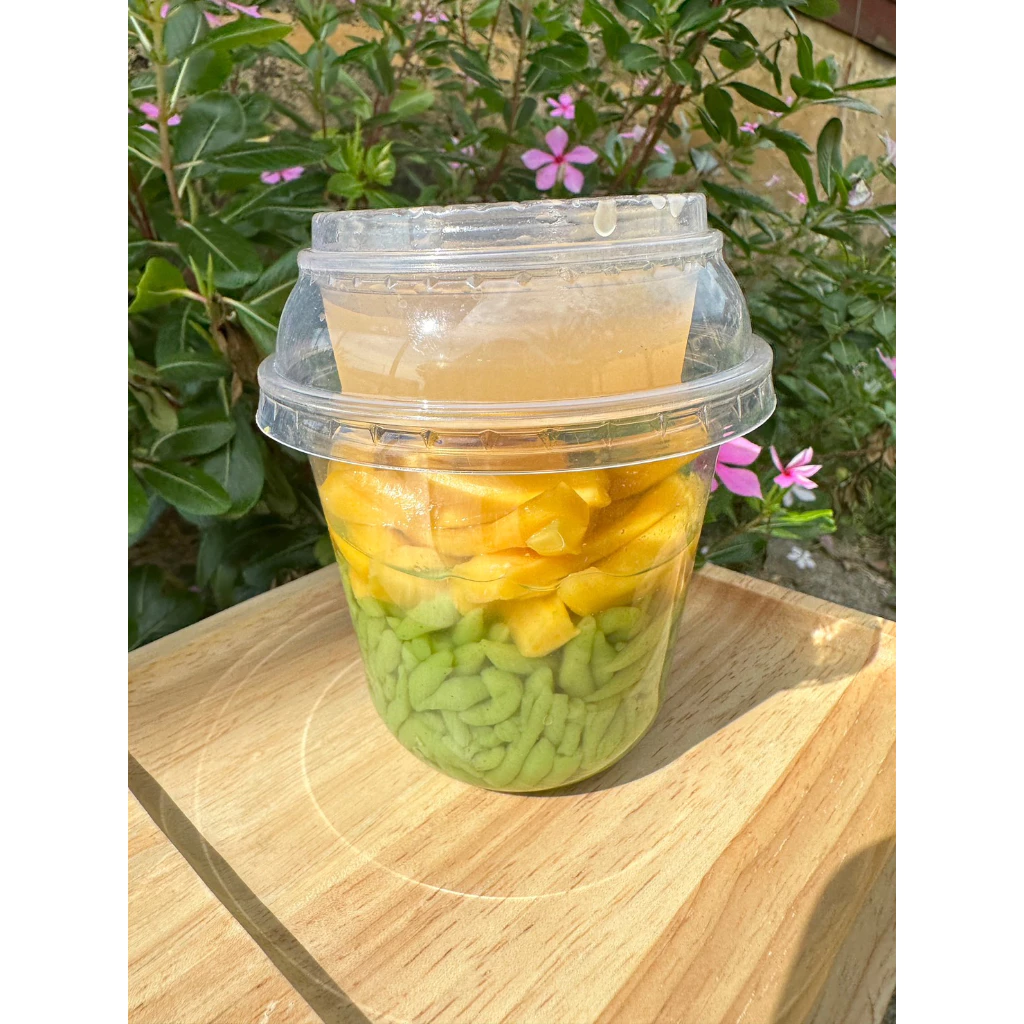 [เซ็ตถ้วยเนื้อPET] ทรงแคปซูล + ฝาดับเบิ้ลล็อค + ถ้วยน้ำจิ้มจุใจ 50ชุด (ปาก98)