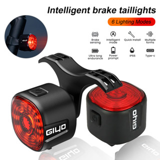 GIYO ไฟท้ายจักรยานไฟเบรค Sensing USB แบบชาร์จไฟได้ MTB Road Bike ไฟท้ายกันน้ำ LED Night Cycling Safety Warning Lamp