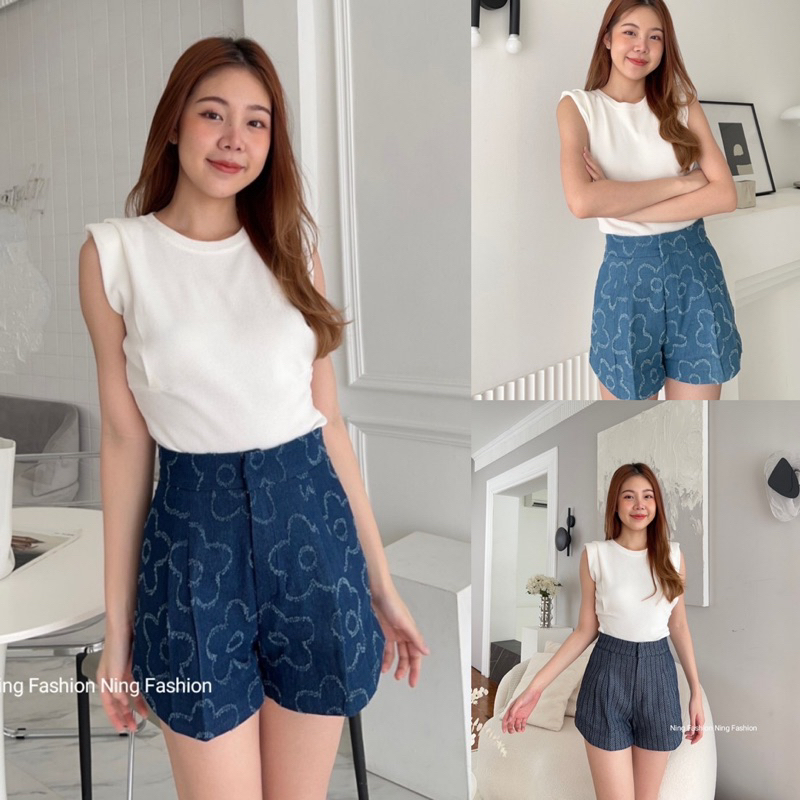 กางเกงขาสั้นเอวสูงเว้าชายด้านข้างทำให้ขาเรียวคร่าสาวๆทรงสวยเว่อร์S-XL✅