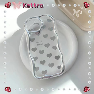 💜Kettra💜รูปหัวใจ เคสใส เรียบง่าย ระดับสูง ลายคลื่น iPhone 11 14 pro max ป้องกันการหล่น ขอบเต็ม case for iPhone 12 13