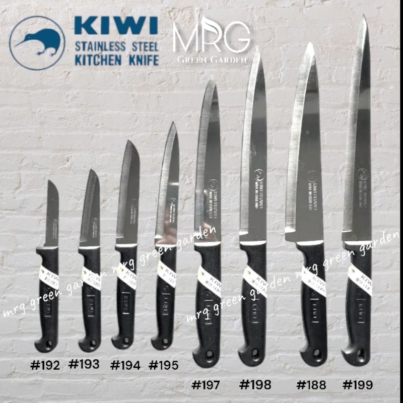 KIWI มีด มีดกีวี มีดปลายแหลม มีดkiwi มีดสแตนเลส มีด อเนกประสงค์ no. 192-199 ด้ามดำ มีดทำครัว