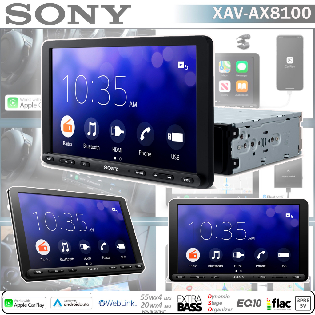 💥ขายส่งถูกสุด💥SONY XAV-AX8100 เครื่องเสียงรถยนต์โซนี่รุ่นใหม่ล่าสุด2022 Apple CarPlay ร่วมกับ IPhone