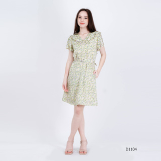 AMILA Dress AM-D1104 วินเทจ แขนสั้น IGPU23-3