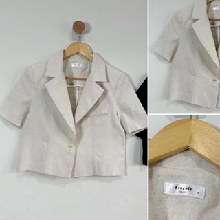 New Blazer suit แขนสั้น มีบ่า ทรงครอป