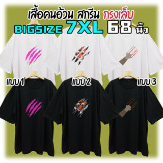 เสื้อยืดคนอ้วน เสื้อไซส์ใหญ่ Big Size สกรีนลายกรงเล็บ ชมพูเท่ เสือดุดัน แมวน่ารัก รอบอก 48-68 นิ้ว