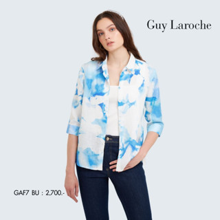 Guy Laroche เสื้อสีฟ้า เสื้อเชิ๊ตพิมพ์ลายโลโก้โทนสีฟ้า Miracle (GAF7BU)