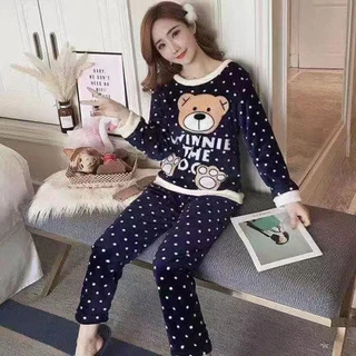 1668 E ชุดนอนผ้าขนแกะชุดนอนสาวไม่เกิน162CM ผ้านิ่ม อุ่นม๊ากกก ลวดลายน่ารัก สินค้าพร้อมส่งจากไทย