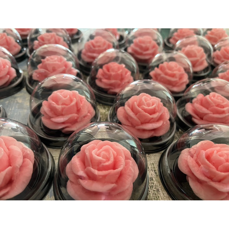 สบู่น้ำมันมะพร้าวออร์แกนิค พร้อมใส่กล่องฐานกลม สบู่รูปดอกกุหลาบ ของแถม ของแจก ของชำร่วย ของขวัญวาเลนไทน์