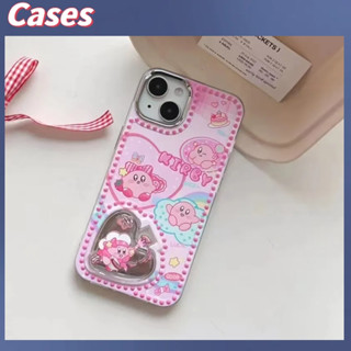 คูปองเคลม🎀เคสไอโ case for iphone 11 12 กระจกแต่งหน้าลายการ์ตูนดาราเคอร์บี้แบบเต็มจอ เคส 14 13 12 11 pro max ทนทาน