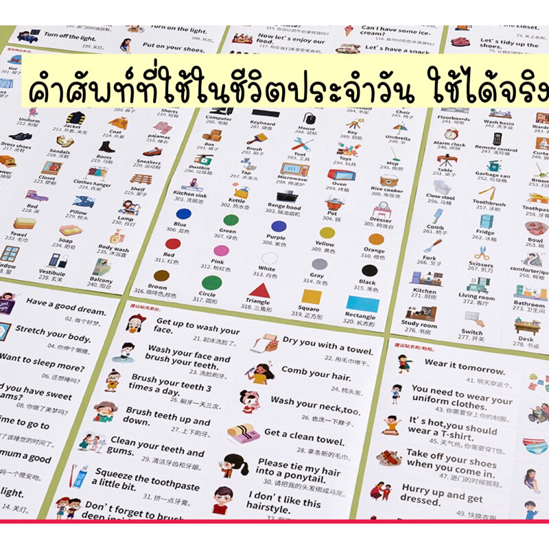 [ALL]ส่งไว❗️สติ๊กเกอร์คำศัพท์ ประโยค อังกฤษ-จีน  เพื่อการเรียนรู้ กันน้ำ ลอกออกไม่ทิ้งคราบ