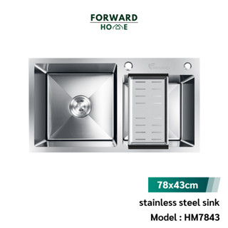 Forward ซิงค์ล้างจาน ซิงค์ล้างจานสแตนเลส อ่างล้างจานสแตนเลส 2หลุม ขนาด78x43ซม stainless steel sink รุ่น HM7843