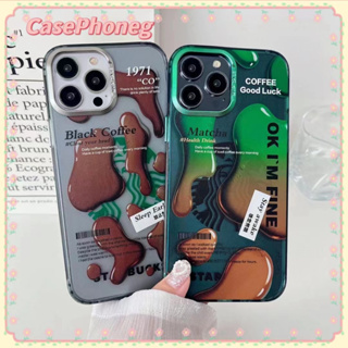 🍑CasePhoneg🍑ป้องกันการหล่น ขอบเต็ม iPhone 11 14 pro max การ์ตูน ความคิดสร้างสรรค์ สีเขียว เรียบง่ายcase for iPhone 12 13