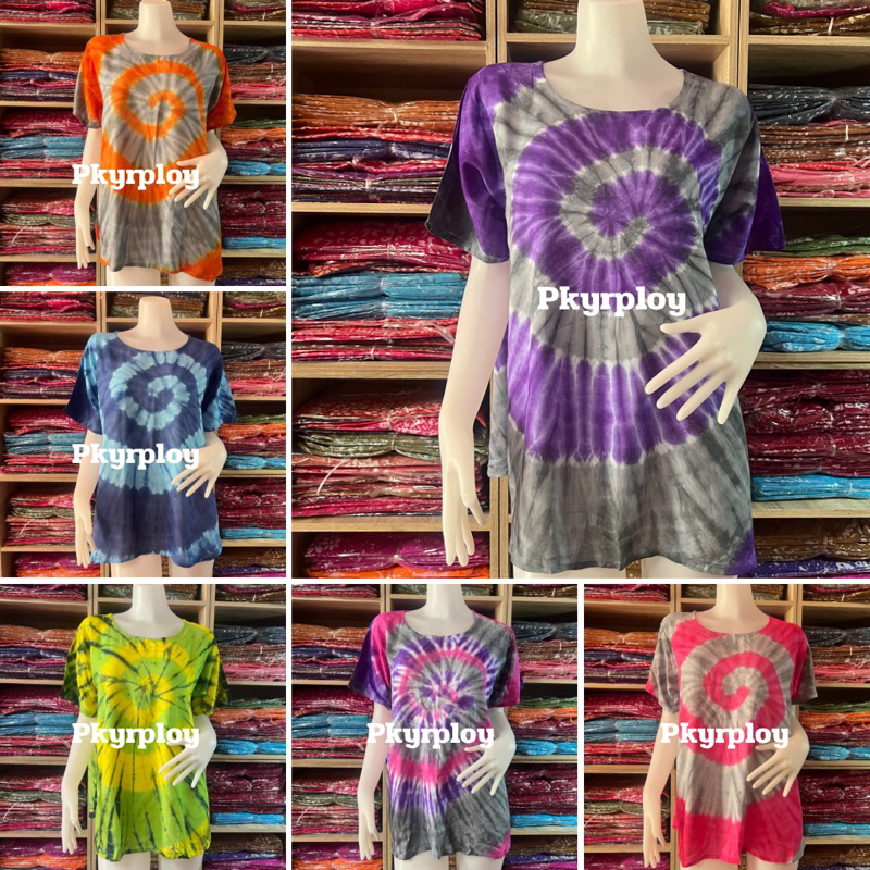 เสื้อมัดย้อม สีพาสเทล เนื้อผ้าสปัน บางเบา ใส่สบาย ราคา ถูกที่สุด ดีลบีเคเค