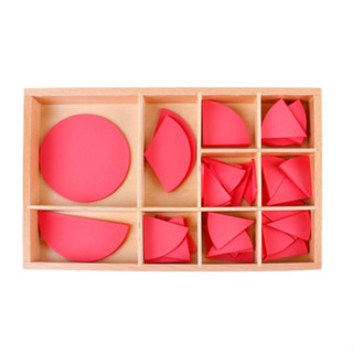 Fraction pies - Montessori teaching aids ของเล่นไม้ แนวมอนเตสซอรี่ เรียงลำดับขนาด สอนเศษส่วน แบบจำลองเศษส่วน