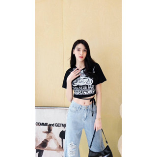 เสื้อยืดแขนสั้นพันเอว พิมลาย ป้าย Nontawat