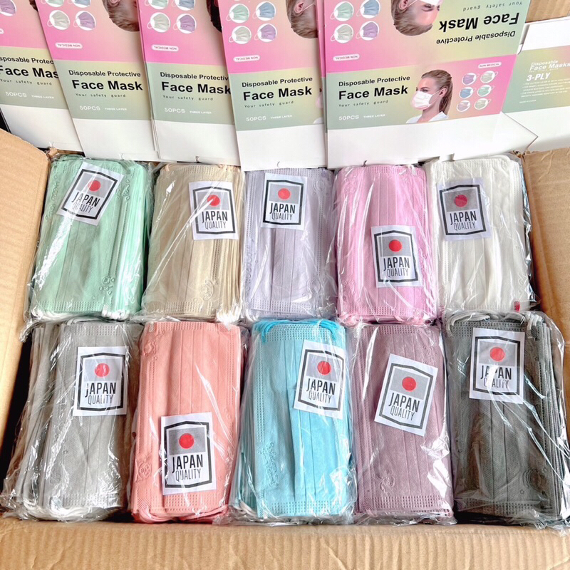 แมสญี่ปุ่น มีลาย(เลือกไม่ได้)แมสผู้ใหญ่ แมสกล่องละ50ชิ้น หน้ากากอนามัย หน้ากาก ระบายอากาศดี