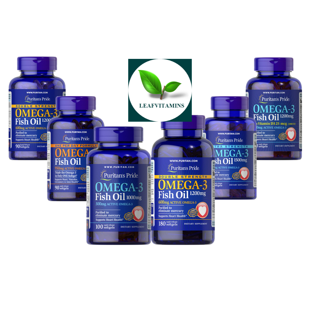 Puritan's Pride Omega 3 Fish Oil , One Per Day , Double Strength , Extra Strength . +Vitamin D3
