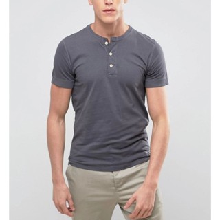 เสื้อยืดคอกลมกระดุม (Abercrombie) ผ้านุ่ม ใส่สบาย