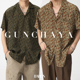 BARON GUNCHAYA Shirt เสื้อเชิ้ตแขนสั้นลายใบไม้