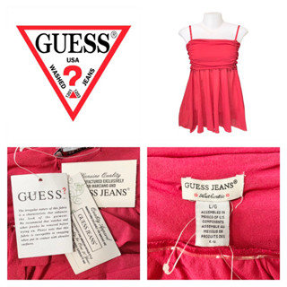 Guess(เกสส์) ของแท้ เสื้อสายเดี่ยว สีแดง ผ้าพริ้ว อก28-36 นิ้ว