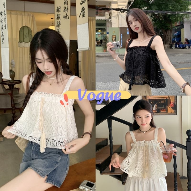เสื้อกล้ามถักไหมพรมลายลูกไม้: แฟชั่นเบสิกที่แมทช์ได้หลากหลายสไตล์