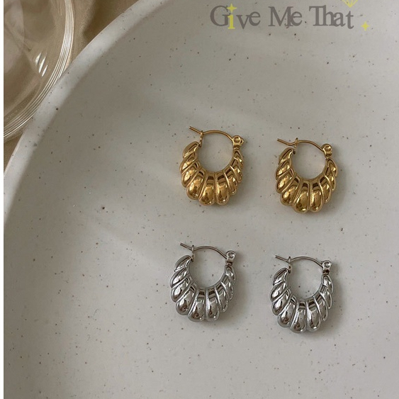 ต่างหูสแตนเลสแท้ แบบห่วง สไตล์มินิมอล Minimal รุ่นAriel เรียบหรู Givemethat