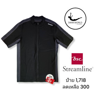 เสื้อว่ายน้ำชาย หญิง เด็กใส่ได้ ไม่มีฟองน้ำ เสื้อว่ายน้ำแขนสั้นSWIM WORLD BY BSC Streamline ด้านหน้ามีซิปรูด