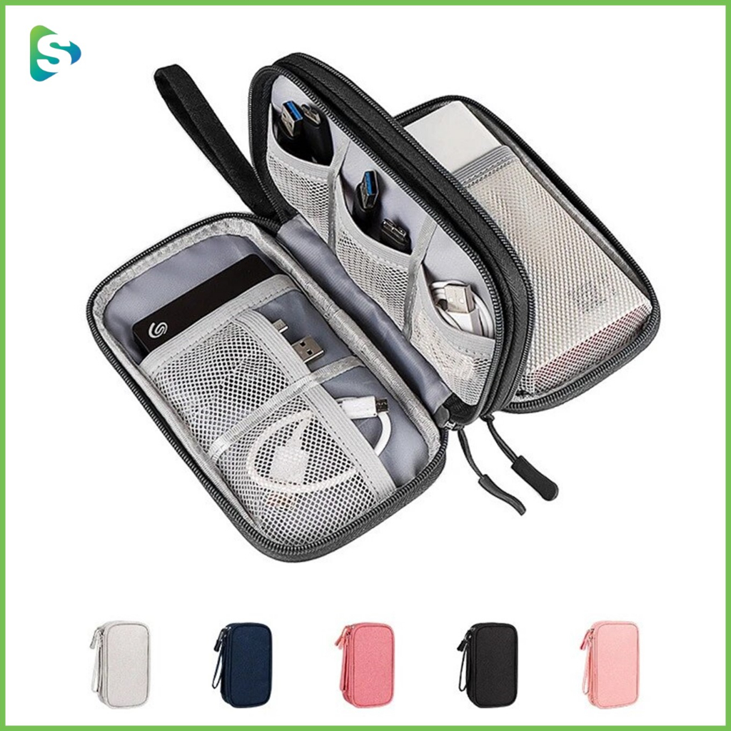 (พร้อมส่ง) กระเป๋าจัดระเบียบอุปกรณ์มือถือ ซองPower bank สายชาร์จ อะแดปเตอร์ เคสแบตสำรอง USB หูฟัง