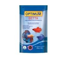 อาหารปลากัด OPTIMUM BETTA 20 g. อาหารปลากัด สูตรเร่งสี เร่งโต ป้องกันโรค ใช้แล้วน้ำไม่ขุ่น