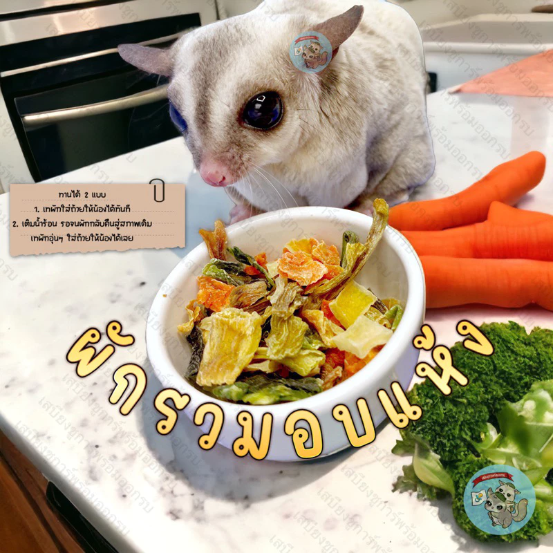 ( ผักอบแห้ง ) VEGGIE ผักรวมอบแห้ง ผัก แครอท อาหาร ขนม อาหารเสริม สัตว์ฟันแทะ ชูการ์ กระรอก กระต่าย