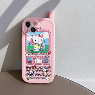 💕พร้อมส่ง💕iPhone 14 13 12 11 Pro Max เคส for เคสไอโฟน11 บางเบาพกพาง่าย น่ารัก การ์ตูน Hello Kitty โทรศัพท์ปุ่มกด  Case