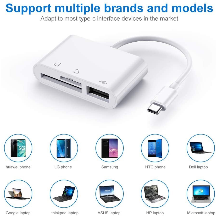 Type-C OTG Card Reader Type-C to USB / CF / TF / SD Card โอนถ่ายข้อมูล รูปภาพ VDO