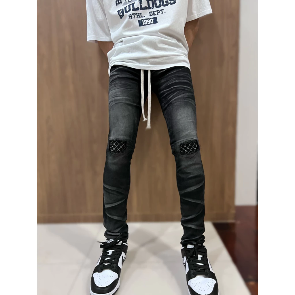 กางเกงยีนส์ขายาว ผู้ชาย ทรงเดฟ สกินนี่ ผ้ายืด เป้ากระดุม Size.28-42