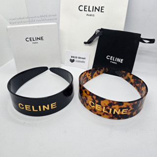 CELINE HEADBAND IN BLOND HAVANA ACETATE AND BRASS WITH GOLD FINISH ที่คาดผมซีลีน โลโก้สีทอง งานสวยมาก แนะนำเลย  พร้อมส่ง