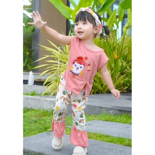 ชุดเด็กผู้หญิงกางเกงขาบาน ชุดเด็กผู้หญิงน่ารัก Tank top&amp;Bootcut Pants - The Wonder Alpaca Collection by Baby TiAmo