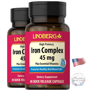 Iron Complex 45 mg 90 Quick Release Capsules LINDBERG Vitamin C B6 B12 Folate