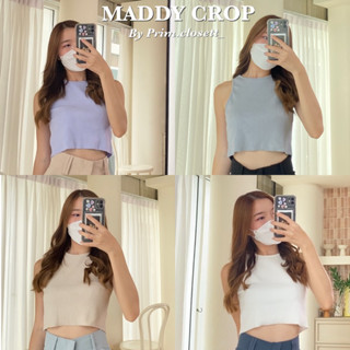 {ลด 125.- โค้ด: PRIMSEP} 🧸💖 MADDY CROP เสื้อครอปแขนกุดผู้หญิงคอกลมสไตล์โคเรีย