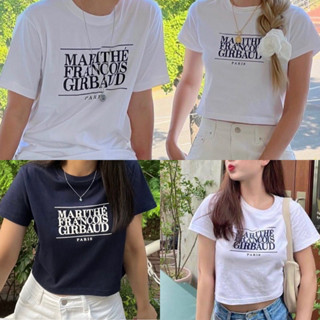 พร้อมส่งตามสต๊อกNavy WHITE🇰🇷 marithe francois girbaud W CLASSIC LOGO CROP TEE