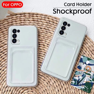 เคสใส เคสใส่บัตร สำรับรุ่น Oppo A53 A54 A57 4G A77S F9 A12 A7 Reno8T Reno8Z Realme 5 5s 5i Realme C3 C20 C30 C30S C11