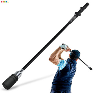 อุปกรณ์ฝึกซ้อมวงสวิงพร้อมกริพฝึกจับที่ถูกต้อง สำหรับมือขวา (HGB018) Golf Swing Trainer สีดำหัวเหล็ก+ฟองน้ำ