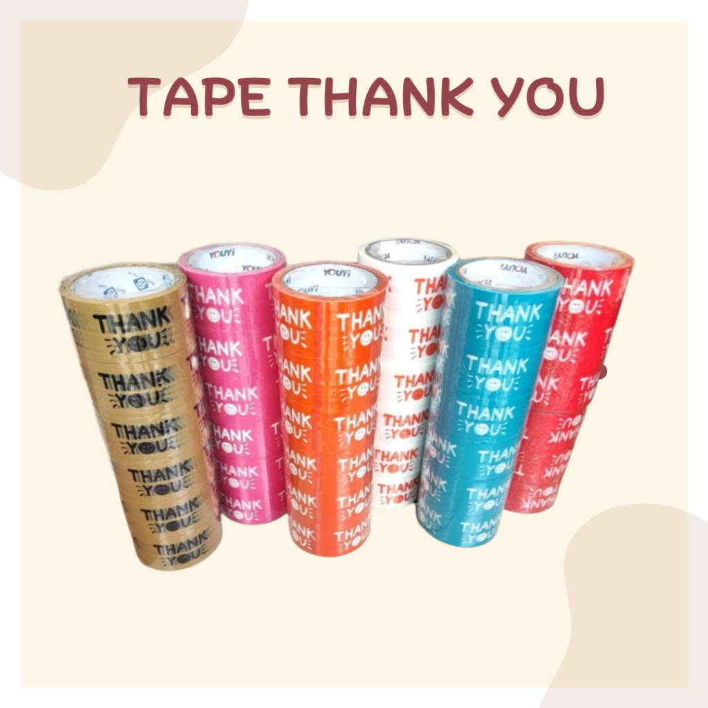 เทป Thank you 2 นิ้ว 45 หลา ขอบคุณ OPP tape เทปกาว ปิดกล่อง ติดกล่อง