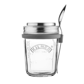 Kilner Breakfast Jar Set - 350ml พร้อมช้อนและฝาปิด นม อาหารเช้า แก้วปิดผนึก ขวดสลัดโยเกิร์ตแบบพกพา