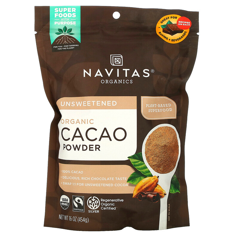 ผงคาเคา Navitas, Now, Organic Cacao Powder, Ketofriendly, Superfoods