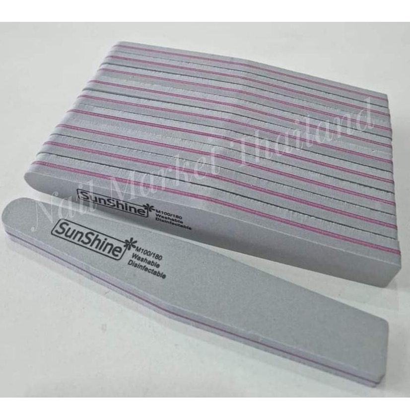 บัฟเฟอร์ฟองน้ำ SUNSHINE Buffer Purple Core แกนม่วง 100/180 แพ็ค 10ชิ้น 2หน้าใช้ขัดหน้าเล็บ