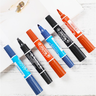 ปากกาเคมี 2 หัว มาร์คเกอร์ MARKER พร้อมส่ง สีดำ/น้ำเงิน